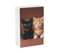 Cute Kitten Black and Orange Cat Cigarette Case - Portable Cigarette Box Lightweight Holder Case for Travel Waterproof Plastic Cigarettes Boxes Pocket Size Storage Box for 20 Cigarettes