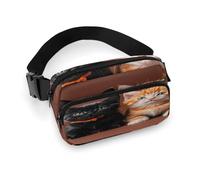 Cute Kitten Black And Orange Cat Fanny Pack Belt Bag with Adjustable Strap Fashion Waist Bag for Outdoor Sports Hiking, white, 20x13cm, Full Printed Waist Bag