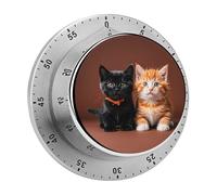 Cute Kitten Black And Orange Cat Kitchen Timer with Magnetic Base Egg Timers for Hard Boiled Eggs 60-Minute Countdown Kitchen Clock for Cookin