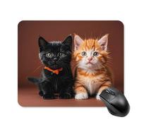 Cute Kitten Black and Orange Cat Mouse Pad Non-Slip Rubber Base Waterproof Square Gaming Mouse Pad Aesthetic Desk Mat Portable Laptop Mousepad