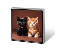 Cute Kitten Black And Orange Cat Square Lapel Pins Backpack Pin Cute Brooch Decoration Brooches for Women Men Fashion Button Badges for Hat Backpacks Purses Jackets Shirt Suit