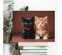 Cute Kitten Black And Orange Cat Wall Decor For Living Room Large Canvas Wall Art For Bedroom Modern Office Pictures Wall Artwork Landscape Paintings Canvas Art Prints Home Decorations 16x12inch(40x30