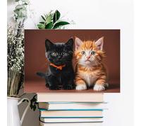 Cute Kitten Black And Orange Cat Wall Decor For Living Room Large Canvas Wall Art For Bedroom Modern Office Pictures Wall Artwork Landscape Paintings Canvas Art Prints Home Decorations 24x16inch(60x40