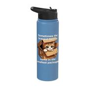 Cute Kitten Brave Abandoned Cat Heartwarming Adorable Design Stainless Steel Insulated Water Bottle