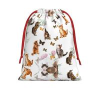 Cute Kitten Butterfly Print Drawstring Gift Bag Durable And Versatile, Perfect For Festive Occasions
