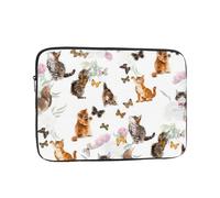 Cute Kitten Butterfly Printed Laptop Sleeve for Men Women 10 inch Shockproof Laptop Case Bag for Travel Office School