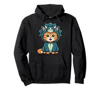 Cute Kitten Cat in Dino Triceratops Costume Kawaii Animal Pullover Hoodie