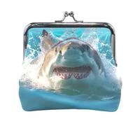 Cute Kitten Cat Print Coin Purses Open Snap Multifunctional Coin Purse, Change Purse for Women, 4.5" X 4.1", cute shark ocean sea, One Size, Cute Shark Ocean Sea