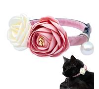 Cute kitten Collar Breakaway with Flower Adjustable Neck 7.5" -11.8" for Girl Puppy Small Cats Dogs (Red) (Pink)