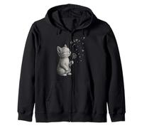 Cute Kitten Dandelion Flower cat Let It Go Motivation Zip Hoodie