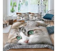 Cute Kitten Duvet Cover King Sets 3D Printed Microfiber Animals Bedding Set Ultra-Soft Quilt Cover 240 x 220 cm with Zipper Closure and 2 Pillowcases 50x75 cm d.101