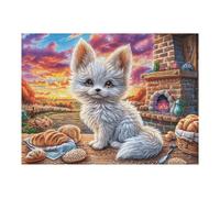Cute Kitten Fireplace 500 Piece Jigsaw Puzzle for All Ages Valentines Day Gift Couple Activity Smooth Edges Home Decor Bonding Experience 500 PCS
