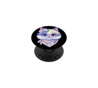 Cute Kitten Floral Portrait Cat Lover Graphic Pink Glasses PopSockets Adhesive PopGrip
