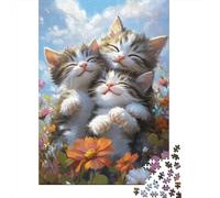 Cute Kitten Garden Spring 1000 Piece Jigsaw Puzzle Jigsaw Puzzle for Adults Paper Puzzle Game Relax Focus 70x50cm/1000pcs