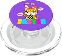 Cute Kitten Happy Easter Cat Bunny Ears and Egg Kids Women PopSockets PopGrip for MagSafe