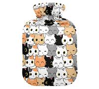 Cute Kitten Hot Water Bottle with Cover - 2L Warm Water Bag for Hot and Cold Therapy