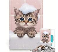 Cute Kitten in A Bubble Bath 1000 Piece Jigsaw Puzzles for Adults Jigsaw Creative Play High Def Print Real Challenge Birthday Art Gift (38x26cm)