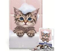 Cute Kitten in A Bubble Bath 1000 Piece Jigsaw Puzzles for Adults Jigsaw Creative Play High Def Print Real Challenge Birthday Art Gift (38x26cm)