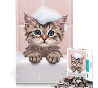Cute Kitten in A Bubble Bath 1000 Pieces Jigsaws Adults Puzzles Gifts Reason Skill Nice Thick Happy Challenge Fine Art (50x75cm)