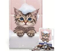 Cute Kitten in A Bubble Bath 1000 Pieces Jigsaws Adults Puzzles Gifts Reason Skill Nice Thick Happy Challenge Fine Art (50x75cm)