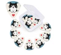 Cute Kitten in jean Pocket Guitar Picks 12 Pack with Organizer Box, 0.46 0.71 0.96 mm Includes Thin Medium Heavy Thickness,Abstract Guitar Pick Plectrums for Electric Guitar Ukulele Bass