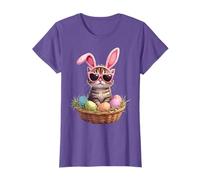 Cute Kitten Lovers Glasses Happy Easter Cat Bunny And Eggs T-Shirt