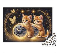 Cute Kitten Moon 1000 Piece Jigsaw Puzzles for Adults in Vibrant Colours Colourful Jigsaws As An Aesthetic Jigsaw Puzzle for Home Decor Puzzle 52x38cm/1000pcs