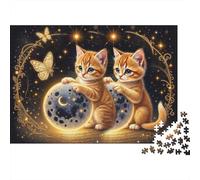 Cute Kitten Moon Recycled Cardboard KittenMoon Jigsaws Puzzles for Families 1000 Piece Challenging & Brainteasing 52x38cm/1000pcs