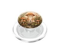 Cute Kitten Mushroom Orange Fern Rainy Cottagecore Cat PopSockets PopGrip for MagSafe