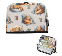 Cute Kitten Orange Tabby Cats Big Pencil Pouch Zipper Pencils Case Storage Pencil Bags Teen Girls Pen Pouch Boy Colorful Back to School Adults Office Supply