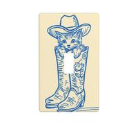 Cute Kitten Peeking Out of Cowboy Boot Light Switch Cover Decorative Single Toggle 1 Gang Wall Plate for Kitchen Farmhouse Bedroom Bathroom Art Decor
