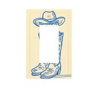 Cute Kitten Peeking Out of Cowboy Boot Light Switch Wall Plate Faceplate Cover Single Rocker 1 Gang Decorator Outlet Receptacle Covers for Home Kitchen Room Bathroom Decor
