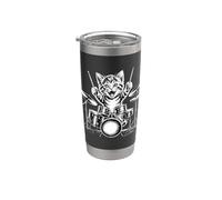 Cute Kitten Playing Drums Rock Music Band Stainless Steel Insulated Tumbler