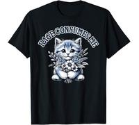 Cute Kitten Rage Consumes Me Meme Kids Womens Mens T Shirt XXL Black