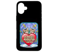 Cute Kitten Revolution Heart Autumn Illustration Case for iPhone 16 Plus