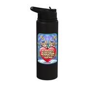 Cute Kitten Revolution Heart Autumn Illustration Stainless Steel Insulated Water Bottle