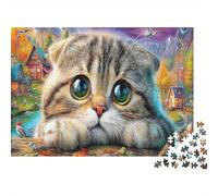 Cute Kitten Scene 1000 Piece Curious Cat Close-up Jigsaw Puzzle For Adults Thick Card Board Relaxation Puzzle Game Wall Decoration & Gifts 52x38cm/1000pcs