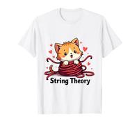 Cute Kitten Tangled in Yarn Funny String Theory Pun Design T-Shirt