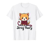Cute Kitten Tangled in Yarn Funny String Theory Pun Design T-Shirt