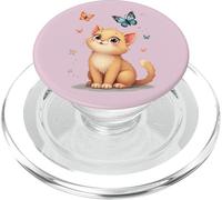 Cute Kitten With Butterflies - Cute Cat Lover PopSockets PopGrip for MagSafe