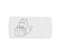 'Cute Kitten with Gift' Pill Box with Tablet Splitter (PI00034957)