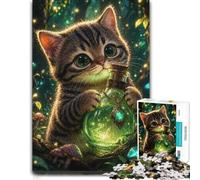 Cute Kitten with Magic Potion Family Wooden Jigsaw, Adults, 1000 Pieces | For adults: Puzzle for Adults - clear printed details for easier visual matching at home.