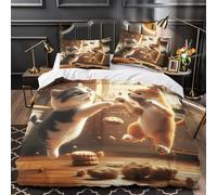 Cute kittens fighting 3D Printing Duvet Cover Set 3pcs Microfibre Lightweight Concealed Cartoon playful Duvet Insert Cover 2 Pillowcases Skin-Friendly Home Decor Kids & Girls Super king（260x220cm）