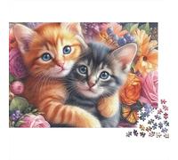 Cute Kittens Hugging Recycled Cardboard Jigsaws KittenHug Puzzles for Puzzle Enthusiasts 1000 Piece Decoration 52x38cm/1000pcs