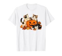 Cute Kittens Jack-o'-Lantern Fall Scene Value Graphic T-Shirt, Men, White, M