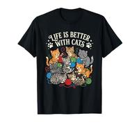 Cute Kittens Playing Yarn Ball Feline Lover T-Shirt