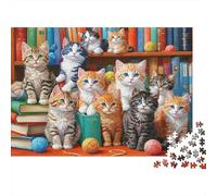 Cute Kittens Reading 1000 Piece Jigsaw Puzzle Bundle for Puzzle Lovers Recycled Paper Home Decoration Wall Display Brain Game Puzzle Jigsaw 38x26cm/1000pcs