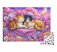 Cute Kittens Sleeping 1000 Piece Sleeping Cats Cardboard Jigsaw Puzzle for Adults 14+ Family Game Night Stress Relief Brain Training 52x38cm/1000pcs