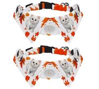Cute Kittens with Autumn Maple Leaves Dog Collar Bowtie, Comfortable Adjustable Dog Bow Tie Collar for Small Boys and Girls Pets