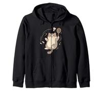 Cute Kitty Badminton Player Shuttlecock Sports Pet Lover Zip Hoodie